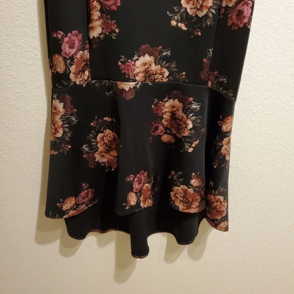 Bebe Floral Foil Scuba High Low Dress - Picture 7 of 8